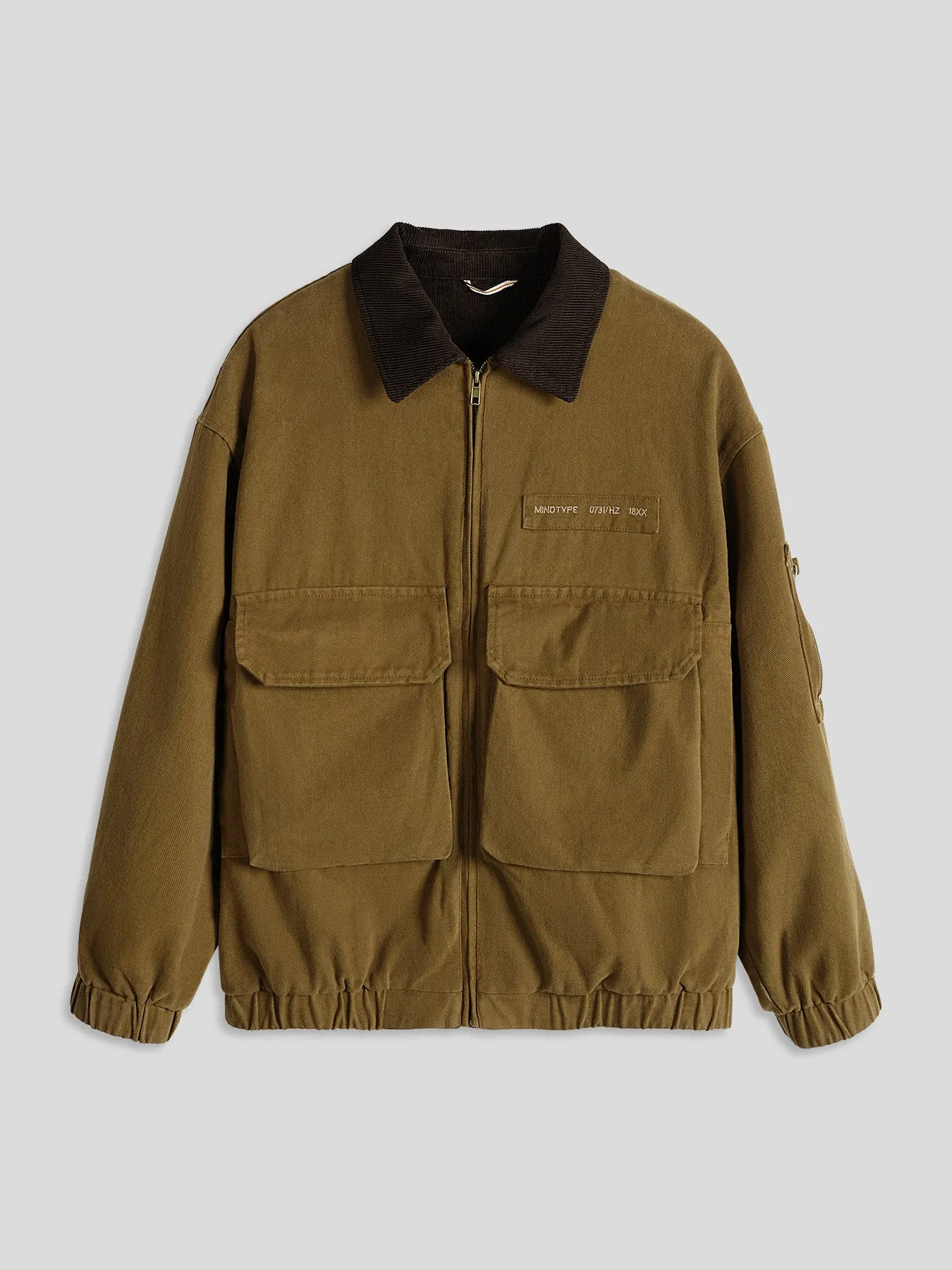 Corduroy-Collared Washed Canvas Jacket sold by Fioboc