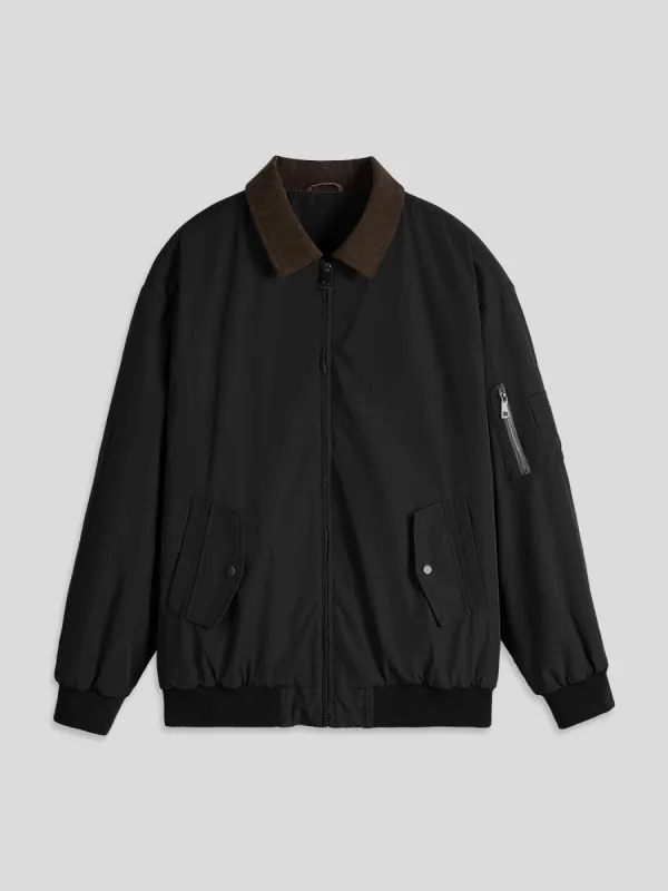 Corduroy-Collared Bomber Jacket sold by Fioboc