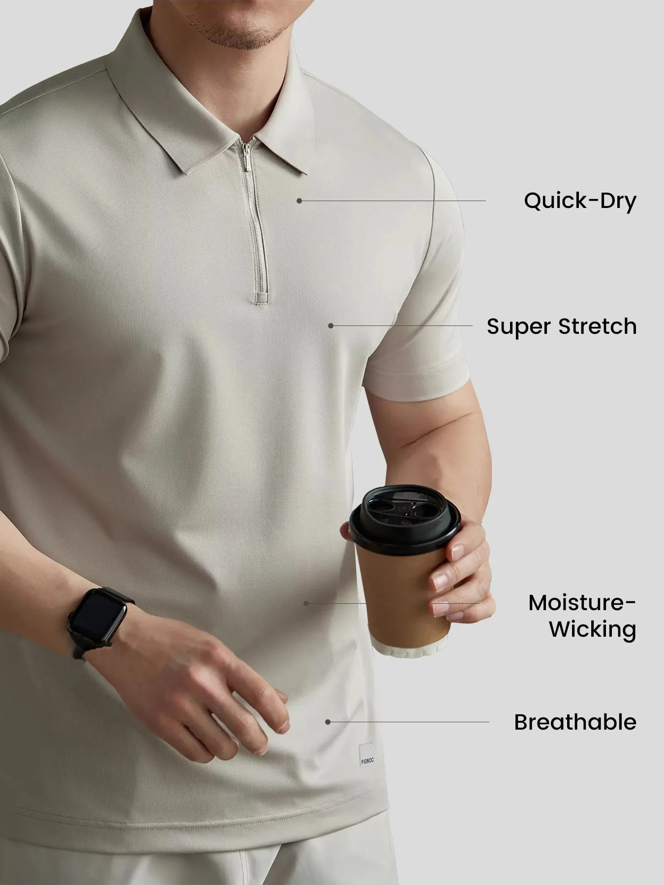 PerformancePro Piqué Short Sleeve Half Zip Polo sold by Fioboc product image thumbnail 5