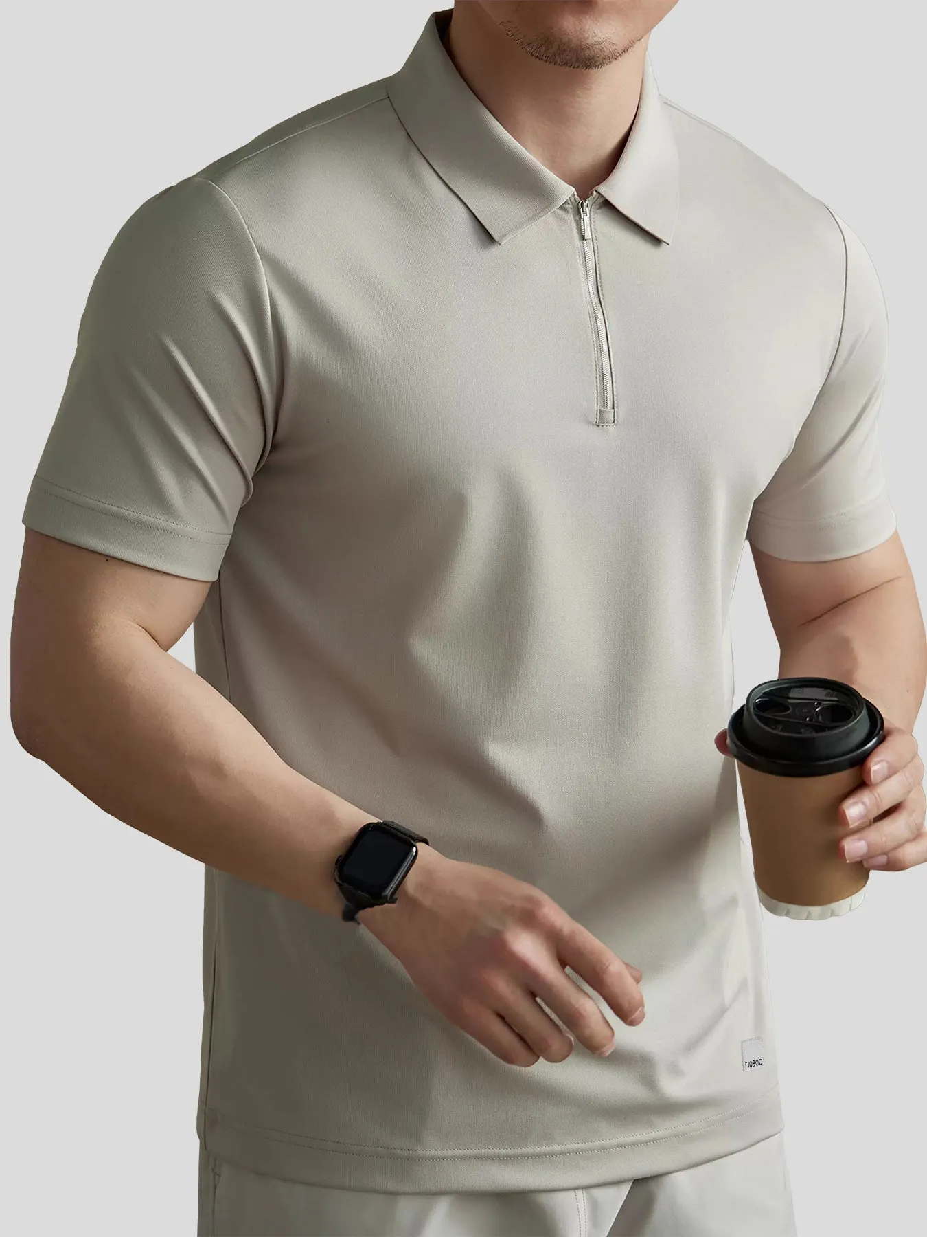PerformancePro Piqué Short Sleeve Half Zip Polo sold by Fioboc product image thumbnail 4