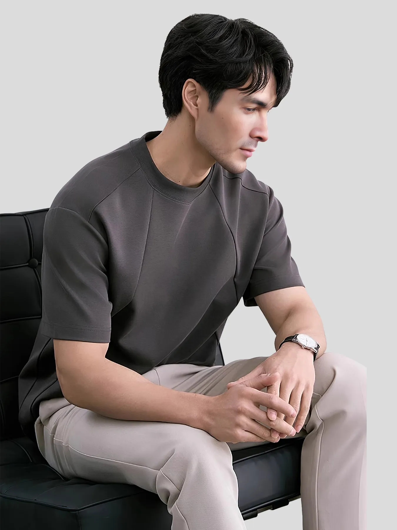 Modal Blend Panelled Short Sleeve Tee sold by Fioboc product image thumbnail 4