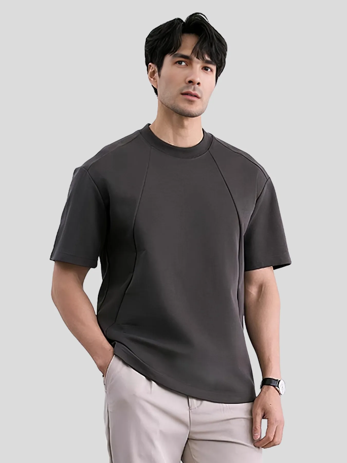 Modal Blend Panelled Short Sleeve Tee sold by Fioboc