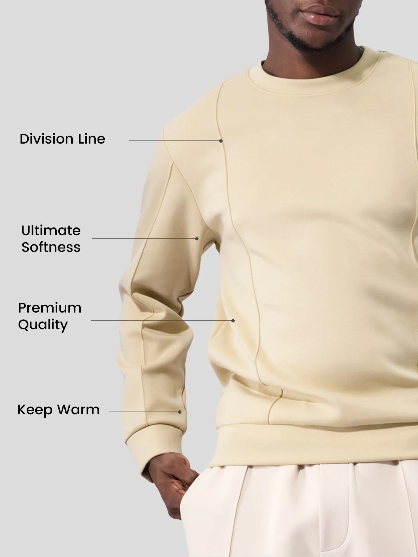 Modal Blend Crew Neck Sweatshirt Panel Stitching Design sold by Fioboc product image thumbnail 5