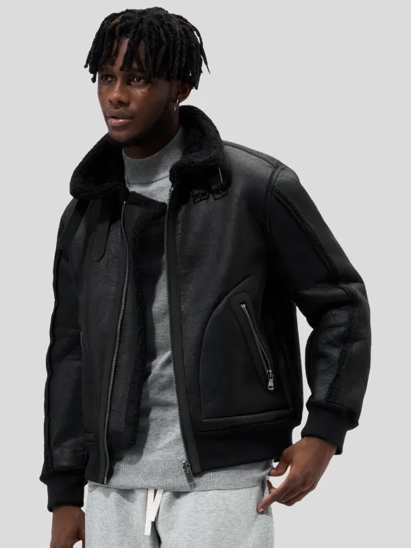 ‌Reversible Faux Shearling Zip Up Windproof High Collar Jacket‌ sold by Fioboc