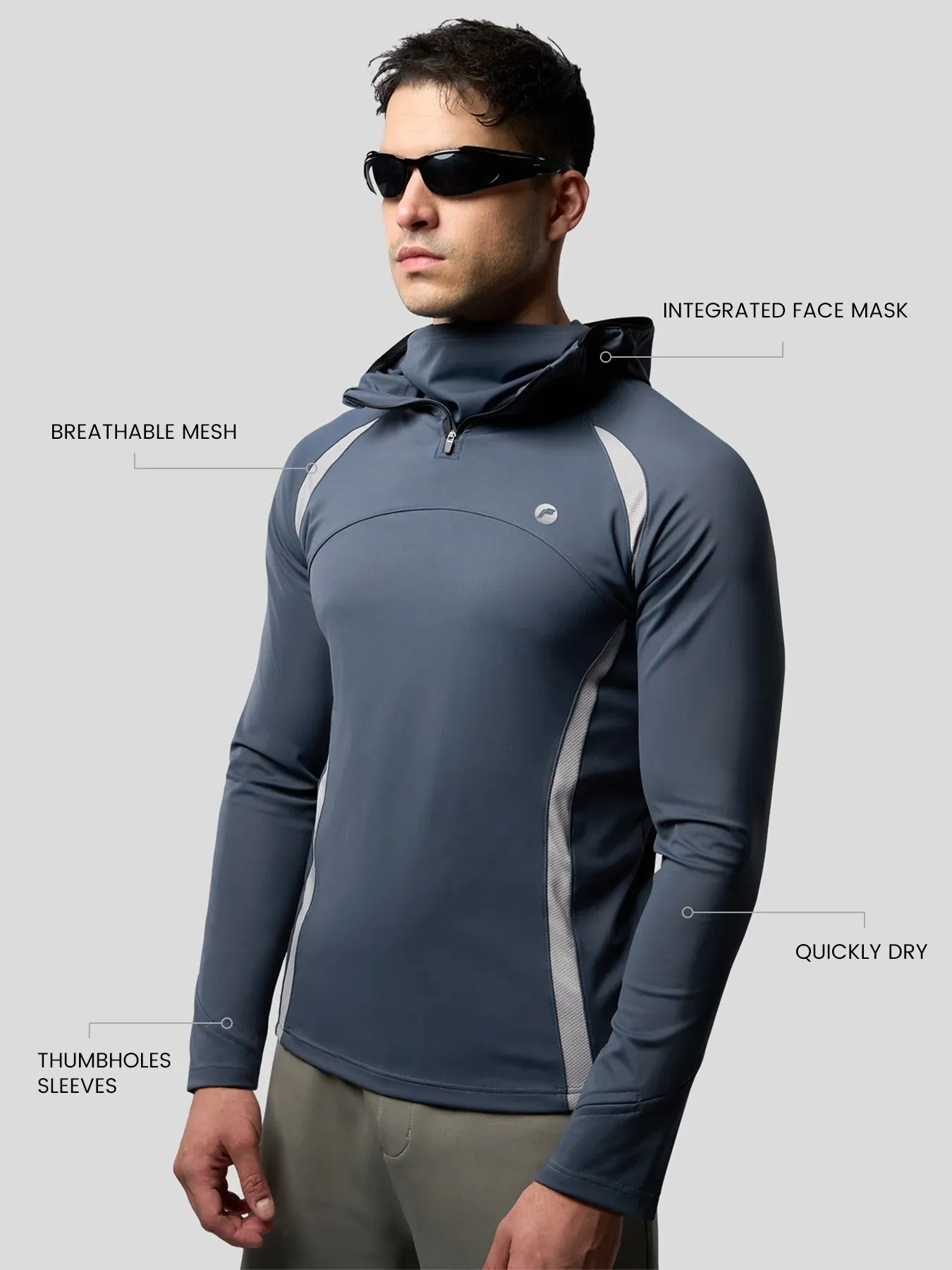 SmoothBlend Half Zip Aero Shield Mask Hoodie sold by Fioboc product image thumbnail 3