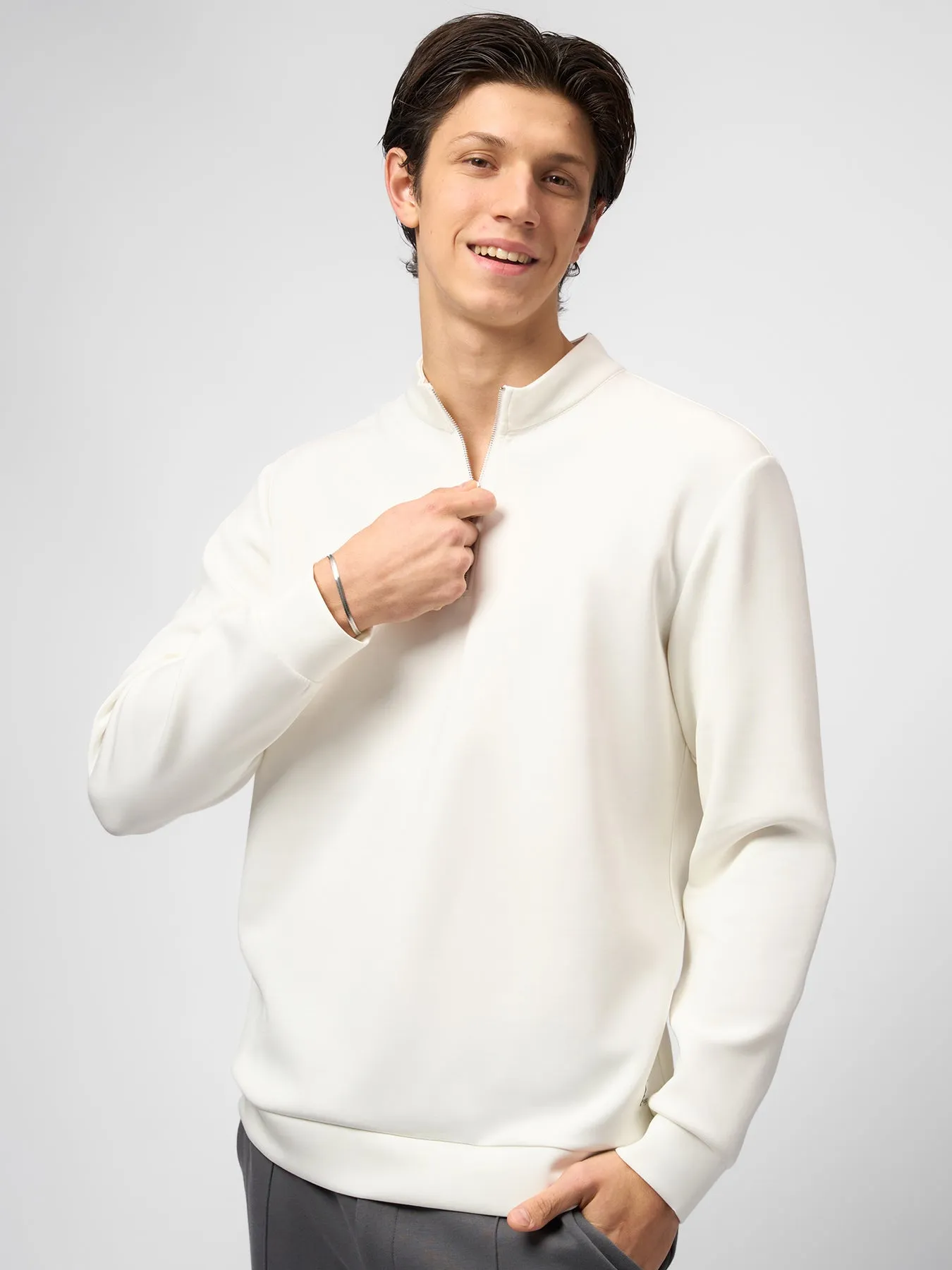 Modal Blend Half-Zip Mock Neck Long Sleeve Tee sold by Fioboc product image thumbnail 3