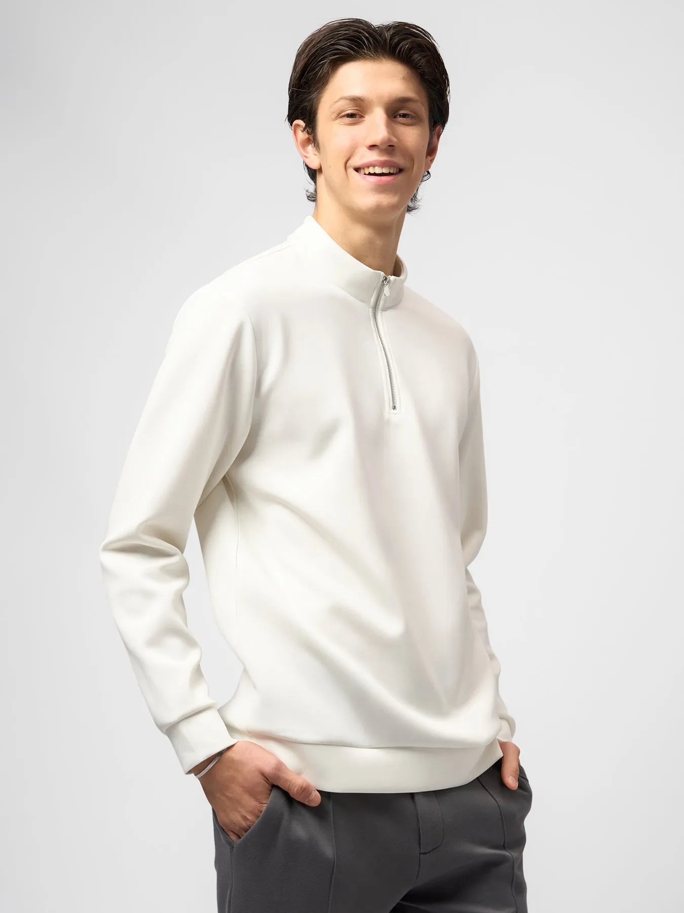 Modal Blend Half-Zip Mock Neck Long Sleeve Tee sold by Fioboc