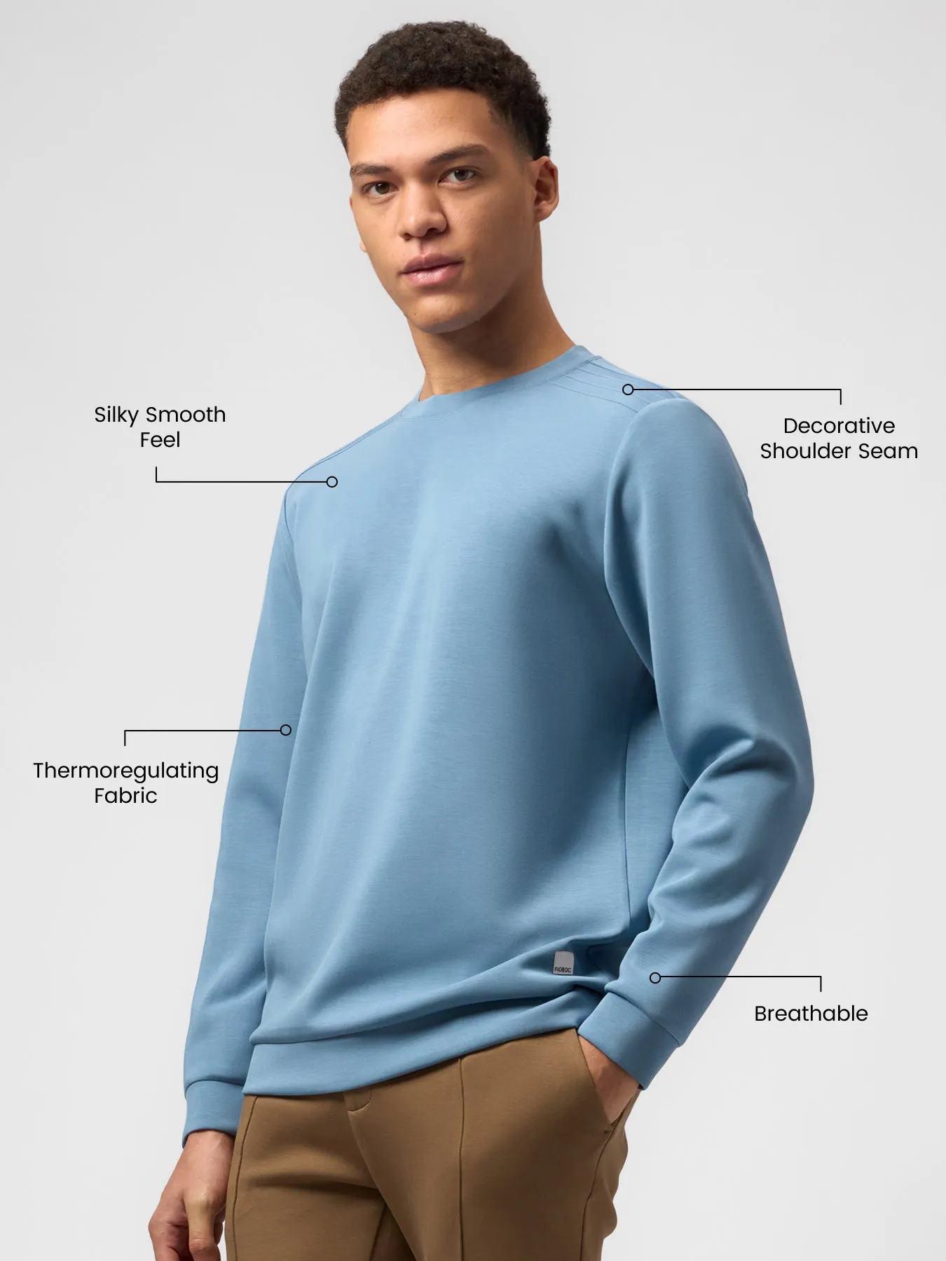 Modal Blend Long Sleeve Tee Shoulder Stitch sold by Fioboc product image thumbnail 5