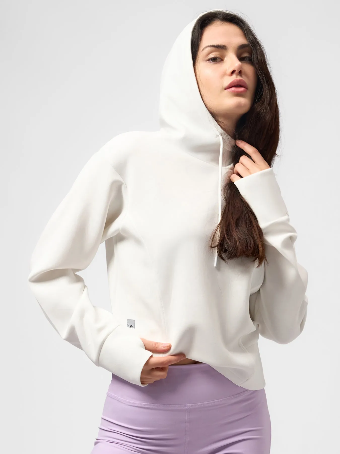 Modal Blend Panel Hoodie with Thumbholes sold by Fioboc