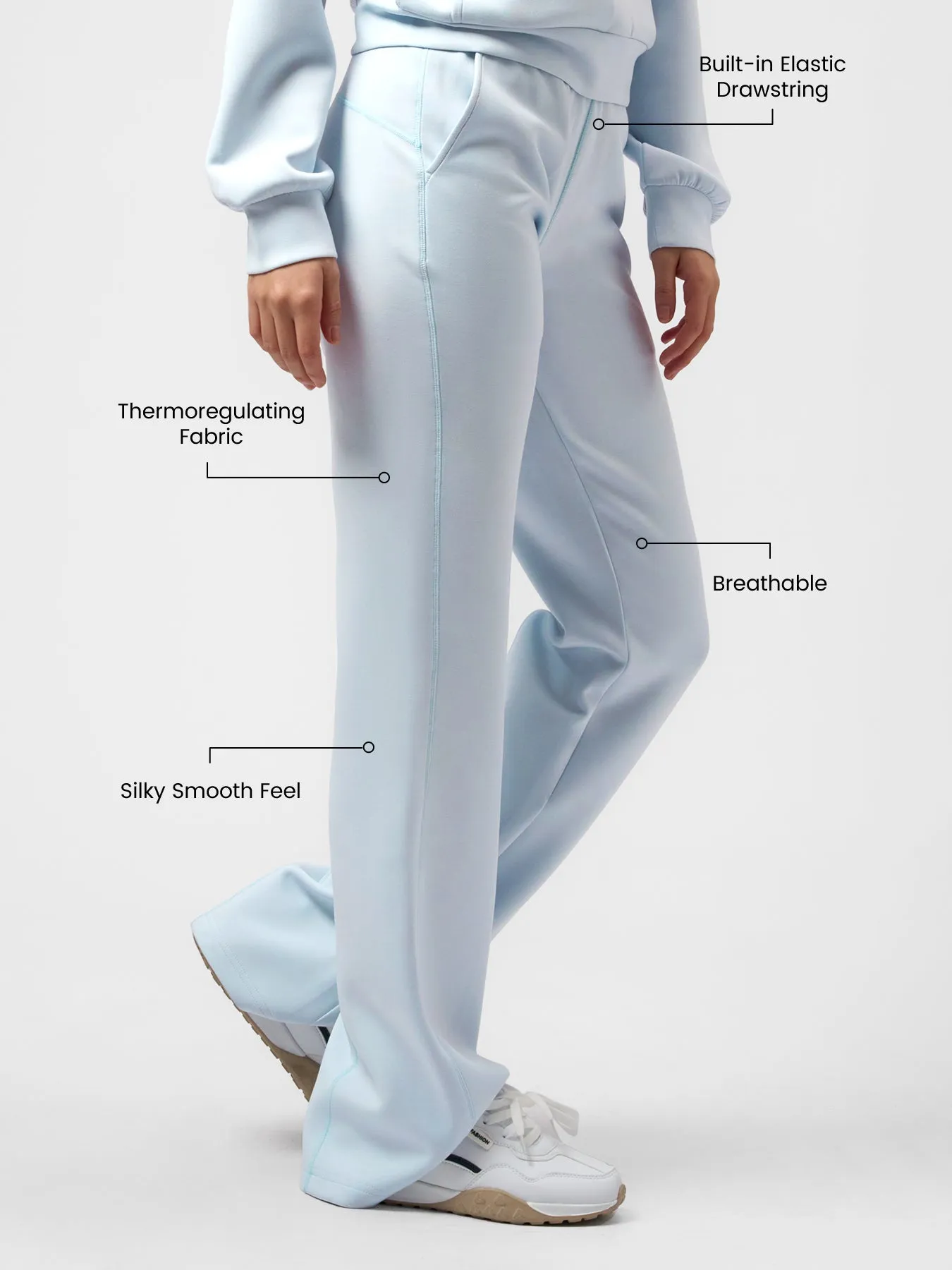 Modal Blend Drawstring Flare Pants sold by Fioboc product image thumbnail 4