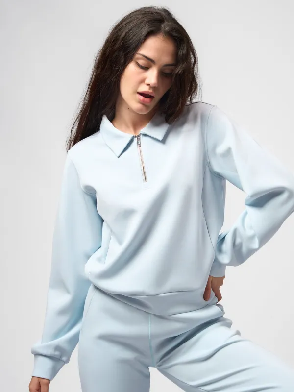 Modal Blend Collared Zip Tee Side Pockets made by Fioboc