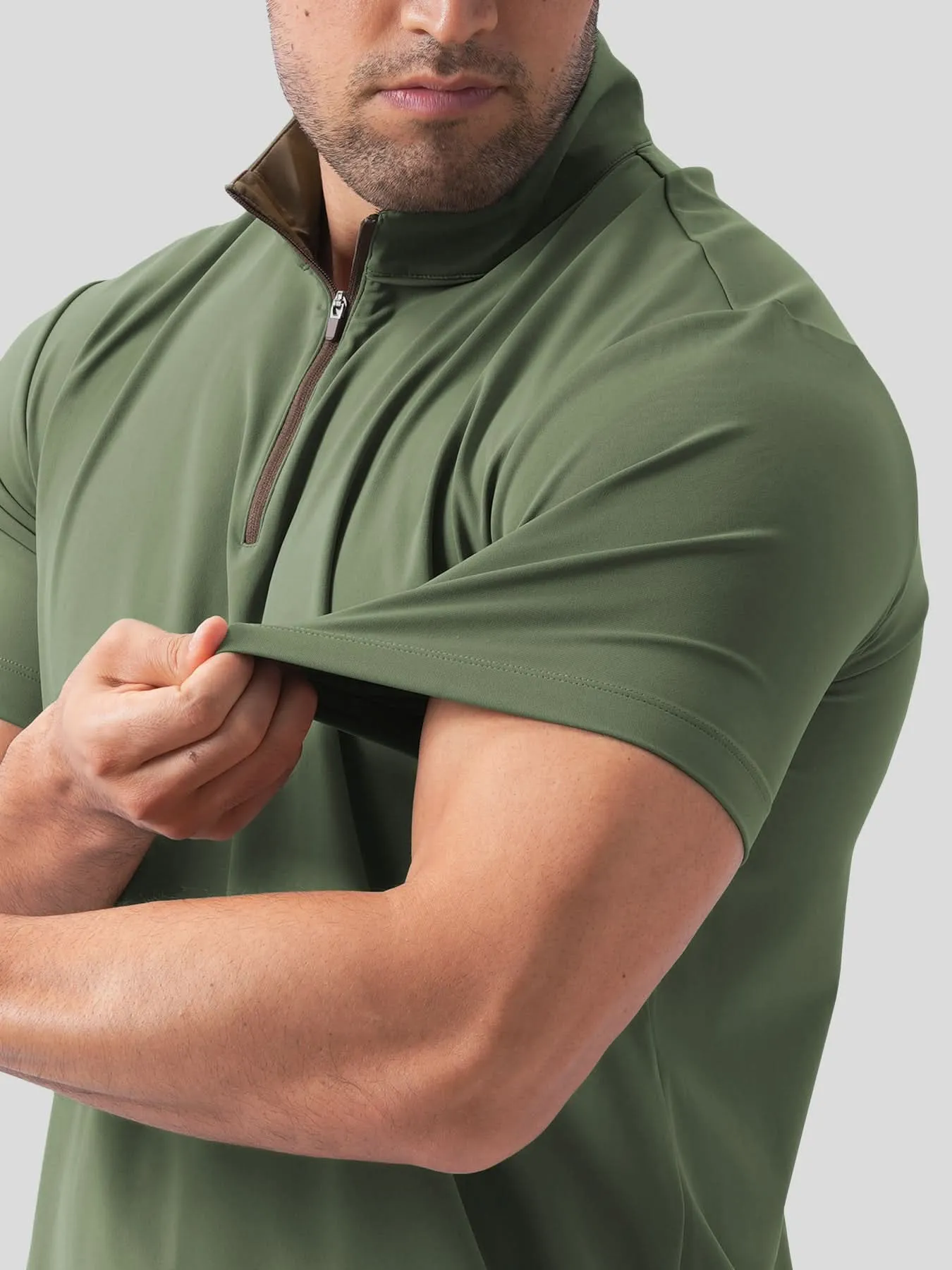 SmoothBlend Half Zip Mock Neck Short Sleeve Tee sold by Fioboc product image thumbnail 5