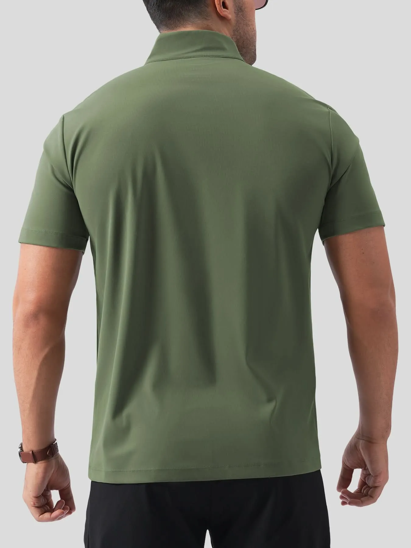 SmoothBlend Half Zip Mock Neck Short Sleeve Tee sold by Fioboc product image thumbnail 2
