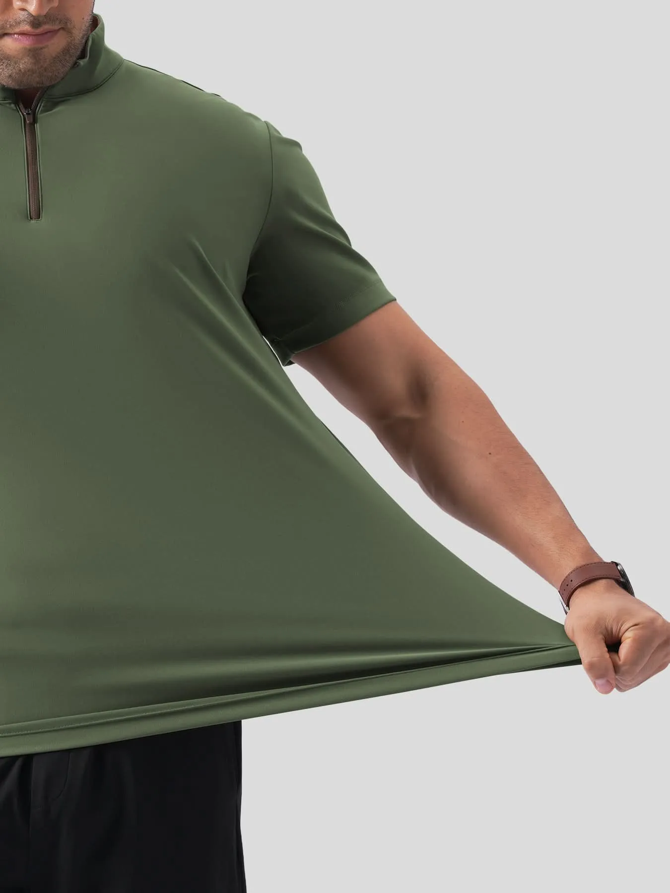 SmoothBlend Half Zip Mock Neck Short Sleeve Tee sold by Fioboc product image thumbnail 3
