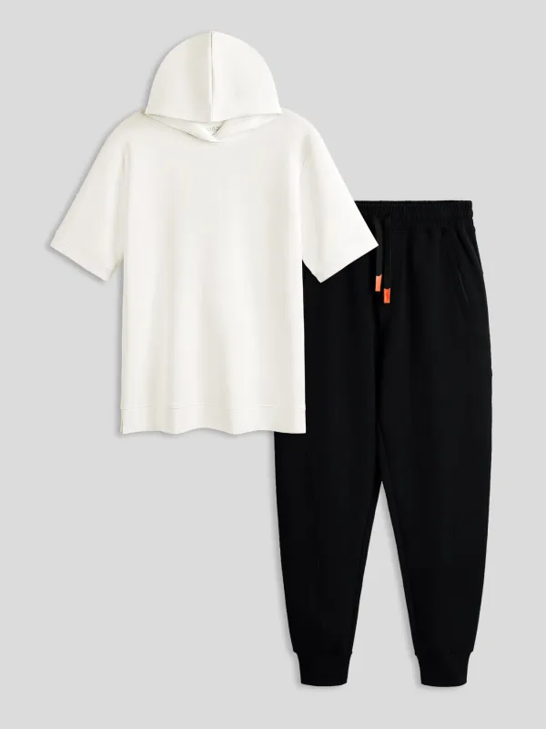 Modal Blend Short Sleeve Hoodie And Weekend Jogger Set made by Fioboc