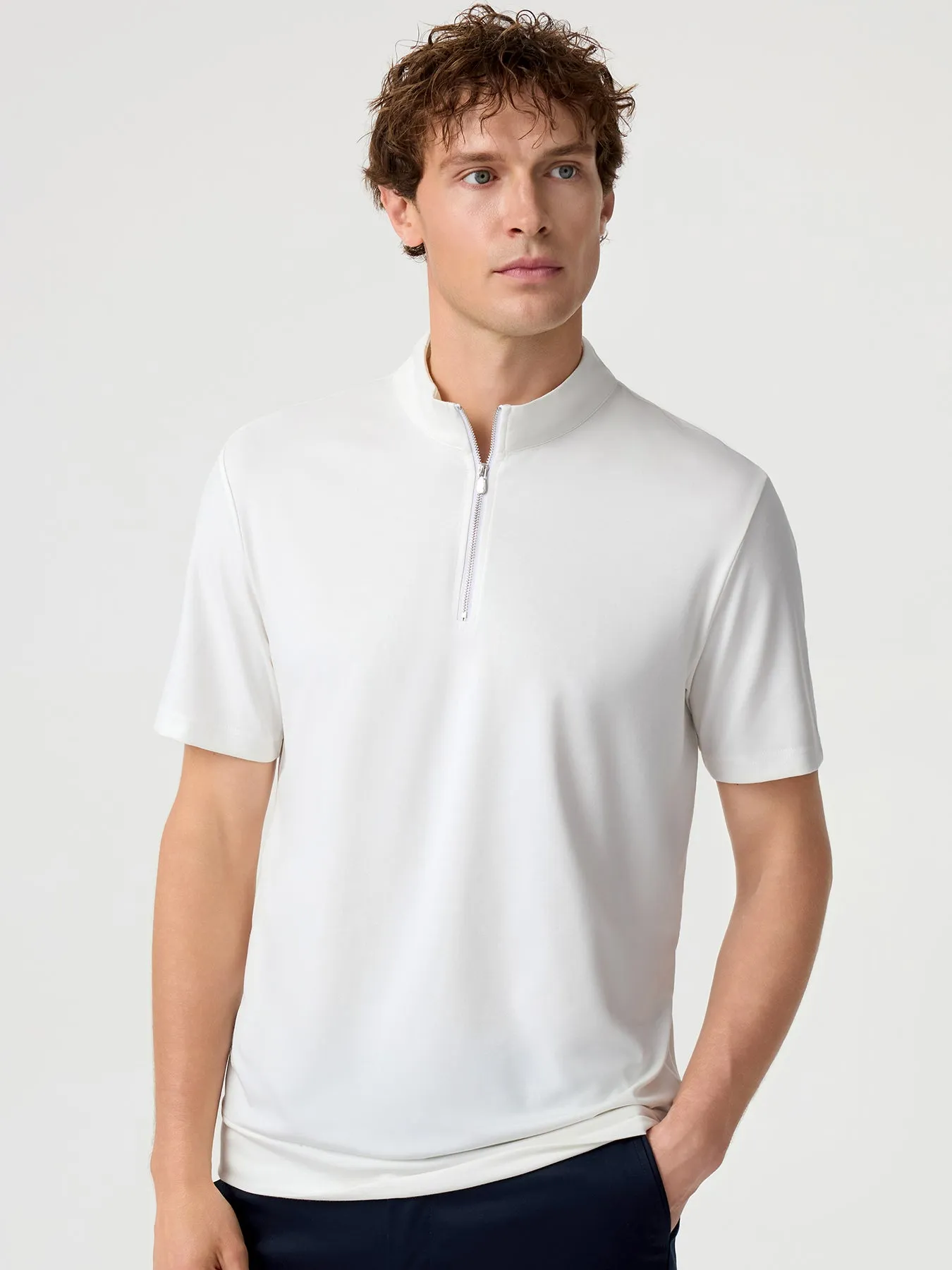 Modal Air Half-Zip Short Sleeve Tee sold by Fioboc product image thumbnail 3