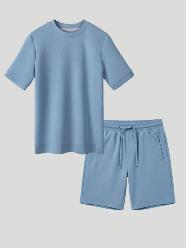 Modal Blend Short Sleeve Tee And Casual Short 8" Set made by Fioboc