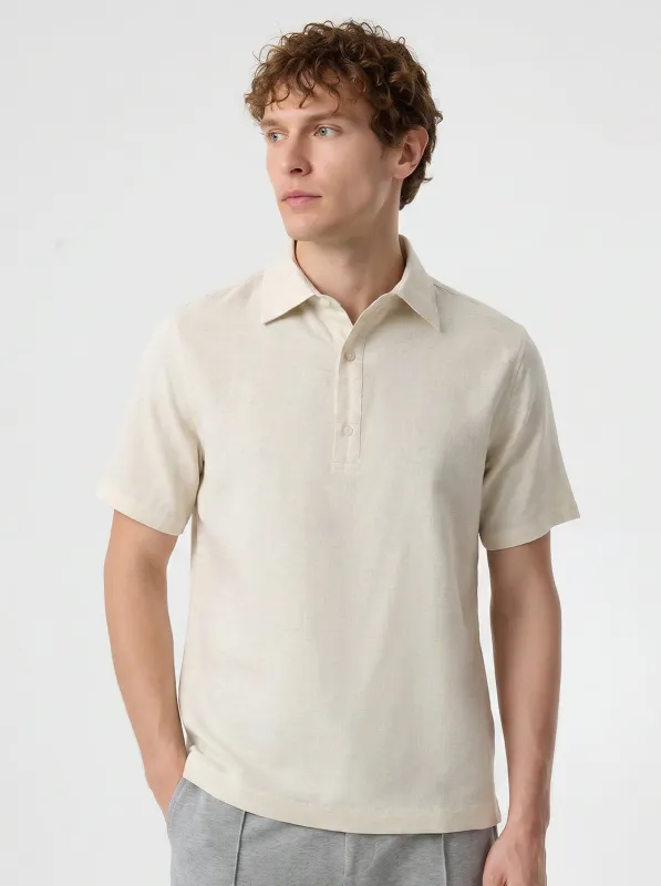 Natural Linen Polo Shirt made by Fioboc