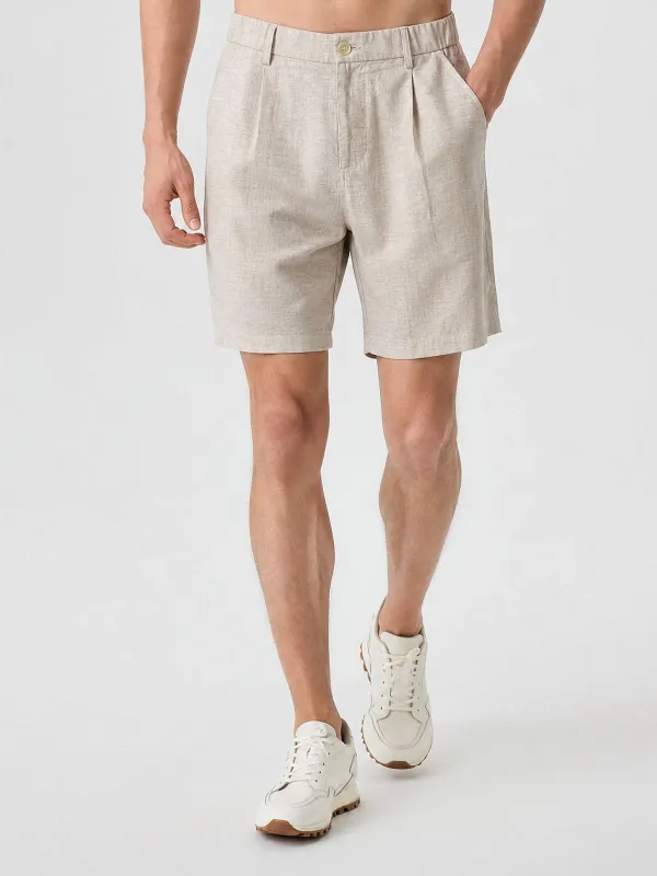 Natural Linen Shorts 8" made by Fioboc