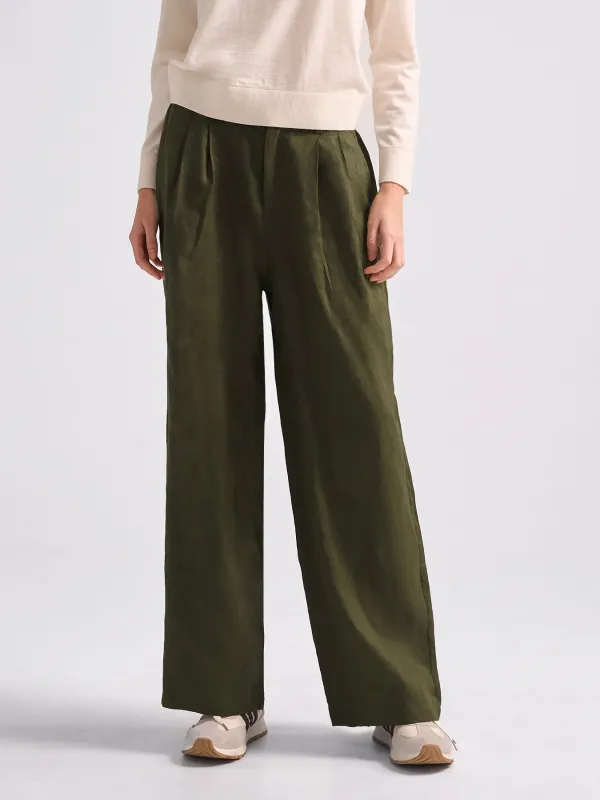 Leisure 100% Linen Wide-Leg Pants made by Fioboc