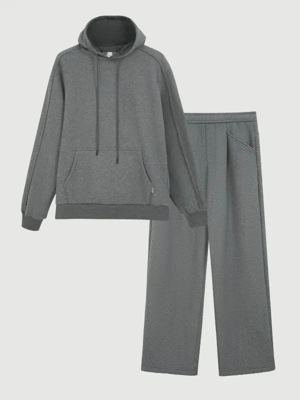 Weekend Cotton-Blend Pullover Hoodie and Straight-Leg Sweatpants Set made by Fioboc