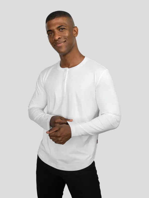 StaySmooth Long Sleeve Henley Drop-Cut Tee sold by Fioboc