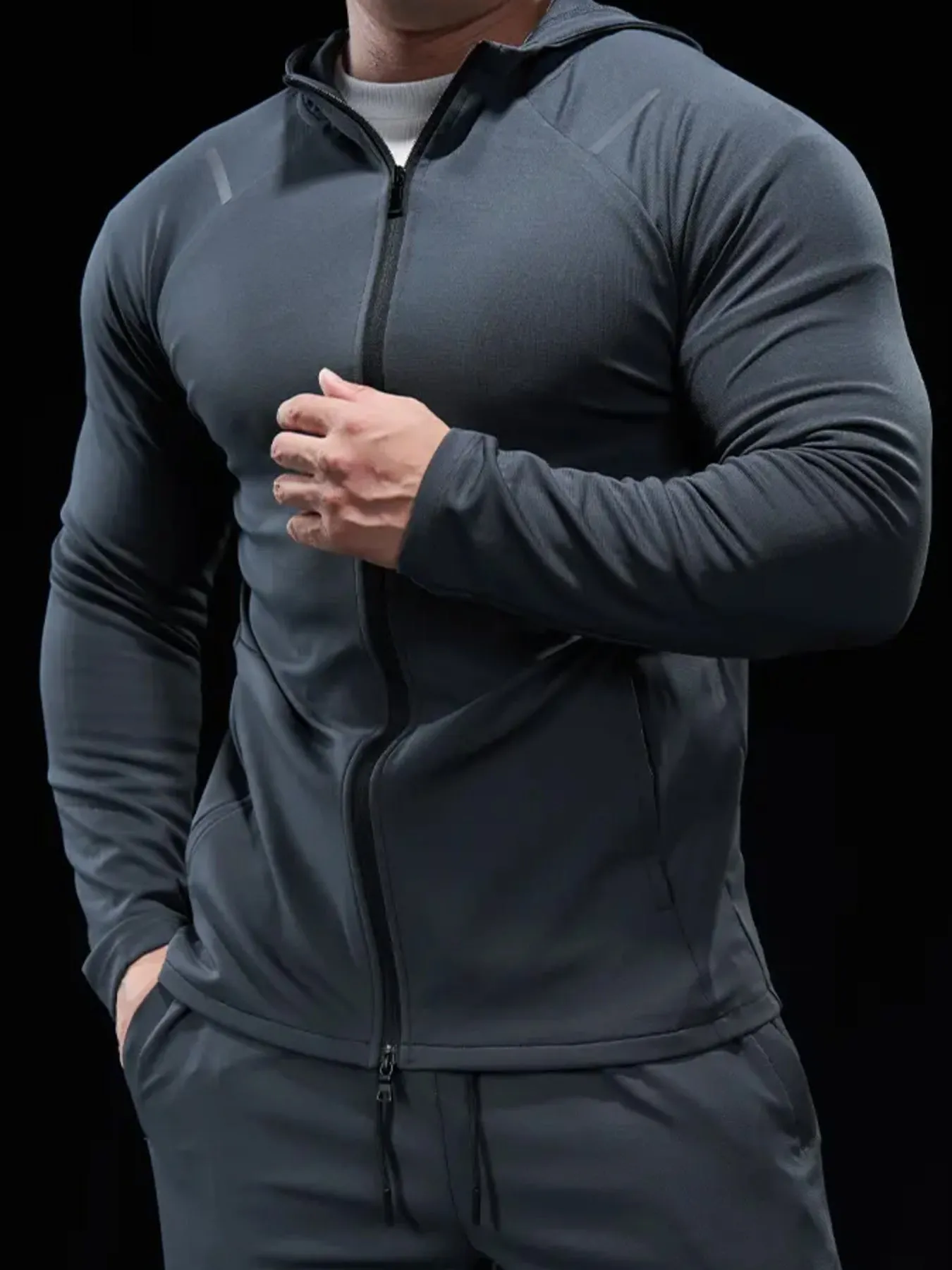 SmoothBlend Quick Dry Sports Fitness Hooded Jacket sold by Fioboc product image thumbnail 5