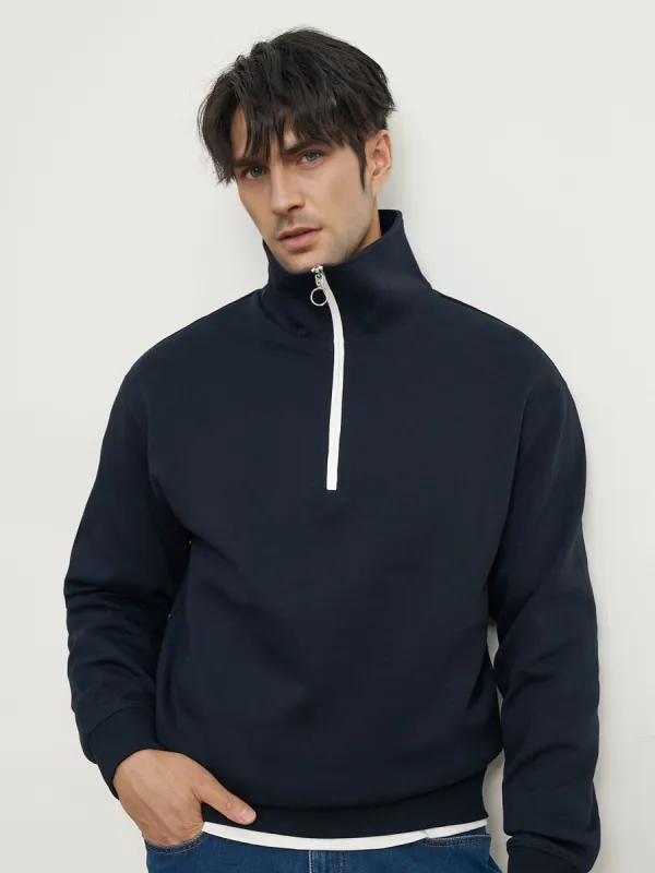 CozySpacer Contrast Color Half Zip Sweatshirt sold by Fioboc