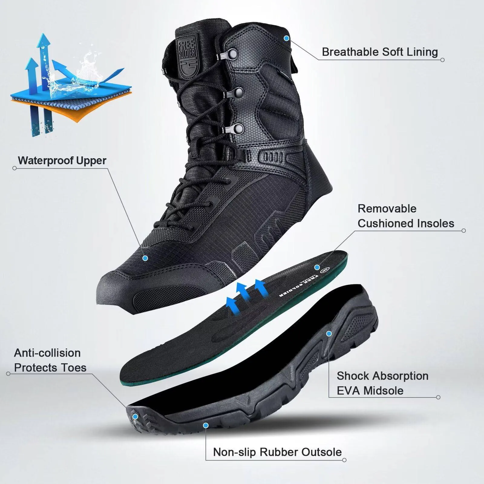 COVERT 6" Men’s Ultra Lightweight Waterproof Boots sold by Freesoldier product image thumbnail 4