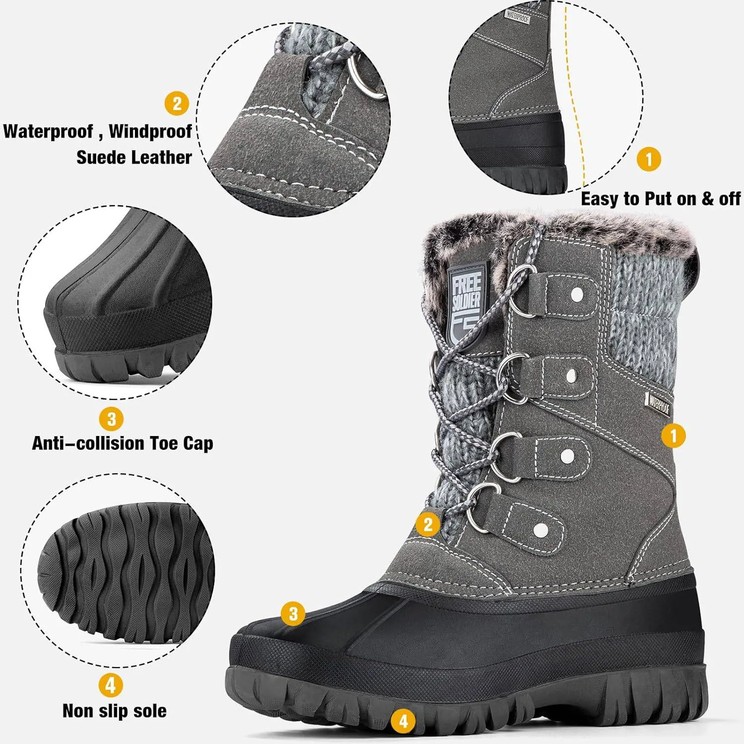 MARYJANE Women’s Waterproof Snow Hiking Boots sold by Freesoldier product image thumbnail 3