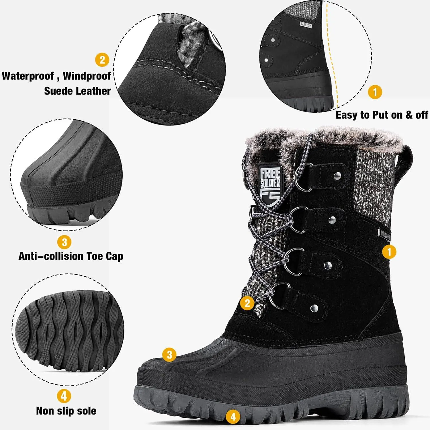 MARYJANE Women’s Waterproof Snow Hiking Boots sold by Freesoldier product image thumbnail 4