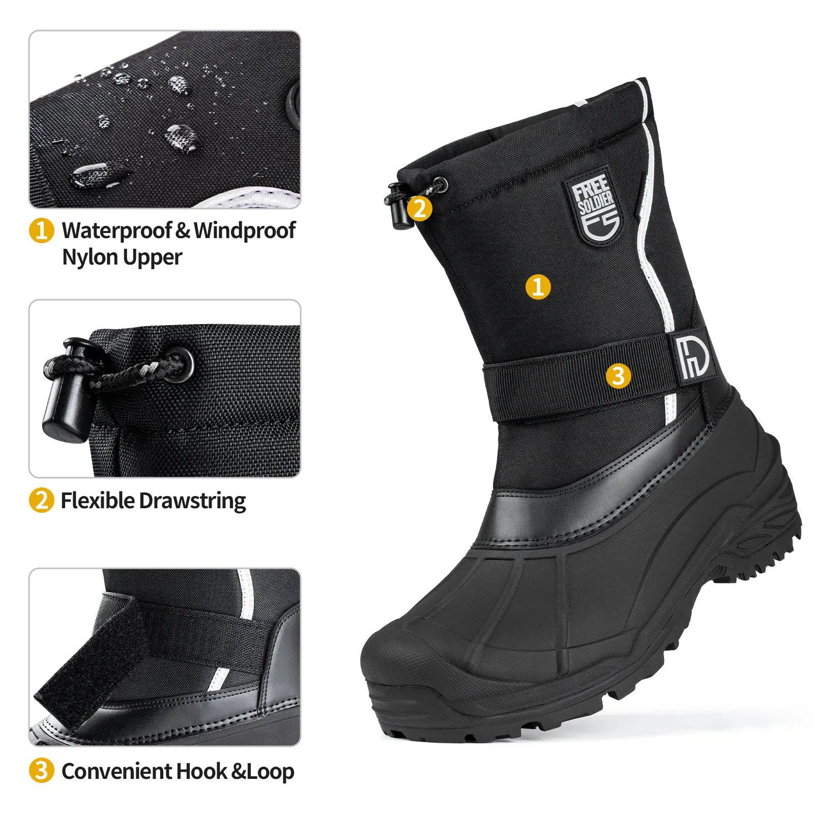 ORCA Men’s Waterproof Snow Hiking Boots w/ Removable Lining 2 sold by Freesoldier product image thumbnail 4