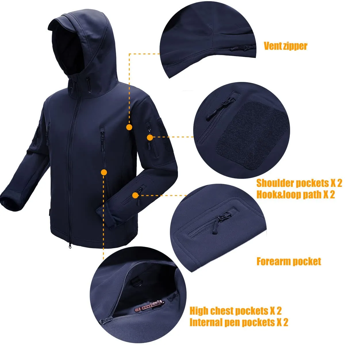 SHARKSKIN Men’s Warm Waterproof Softshell Tactical Hiking Jacket sold by Freesoldier product image thumbnail 5