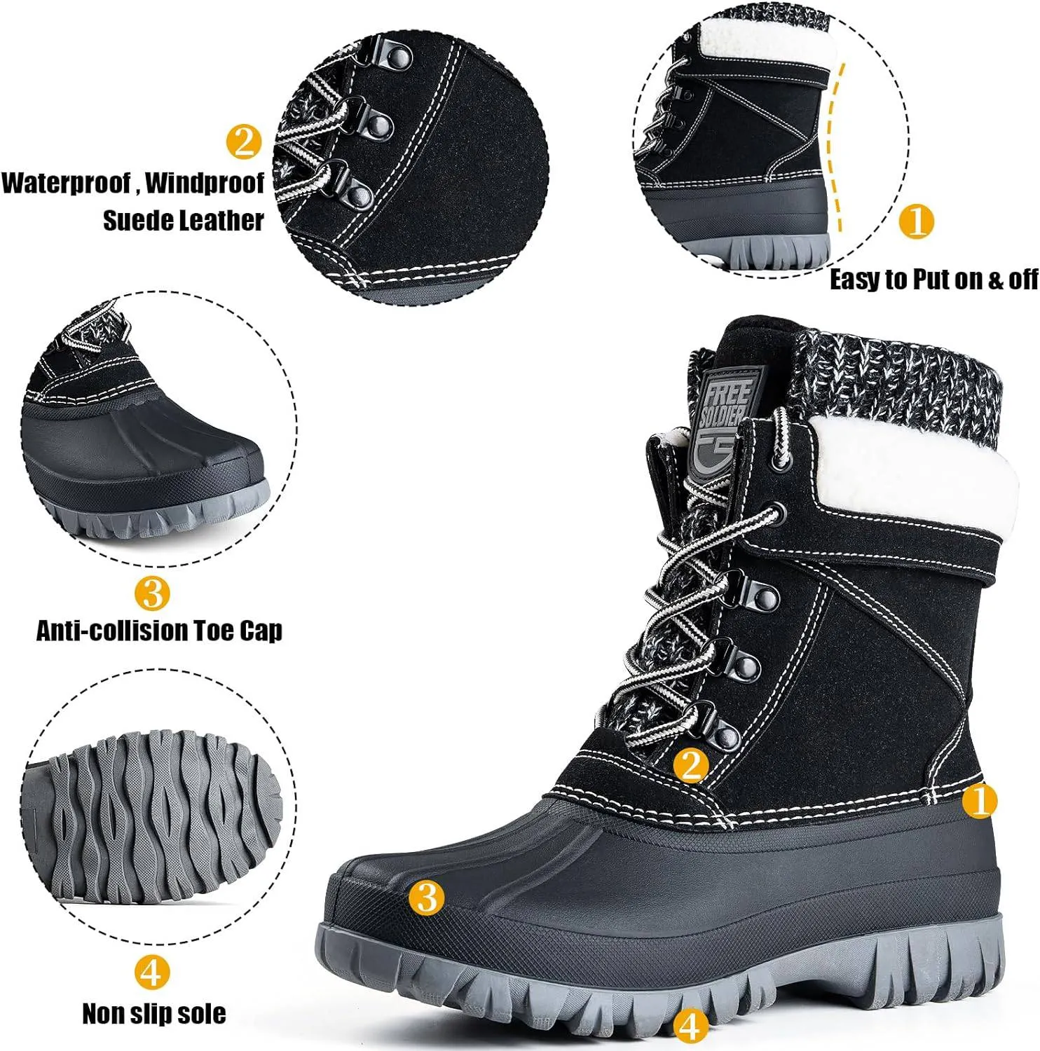 DROMA Women’s Waterproof Snow Hiking Boots 2 sold by Freesoldier product image thumbnail 3
