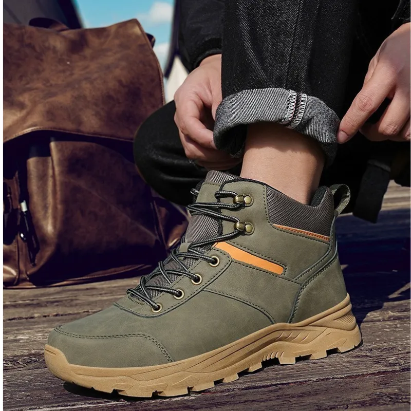 Men's shoes outdoor mountaineering shoes high-top hiking cross-country Martin shoes short boots fall and winter leather casual shoes sneakers sold by Freesoldier product image thumbnail 2