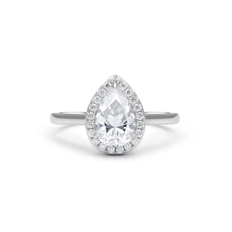 Halo Pear Cut Moissanite Ring sold by Ghetluxe