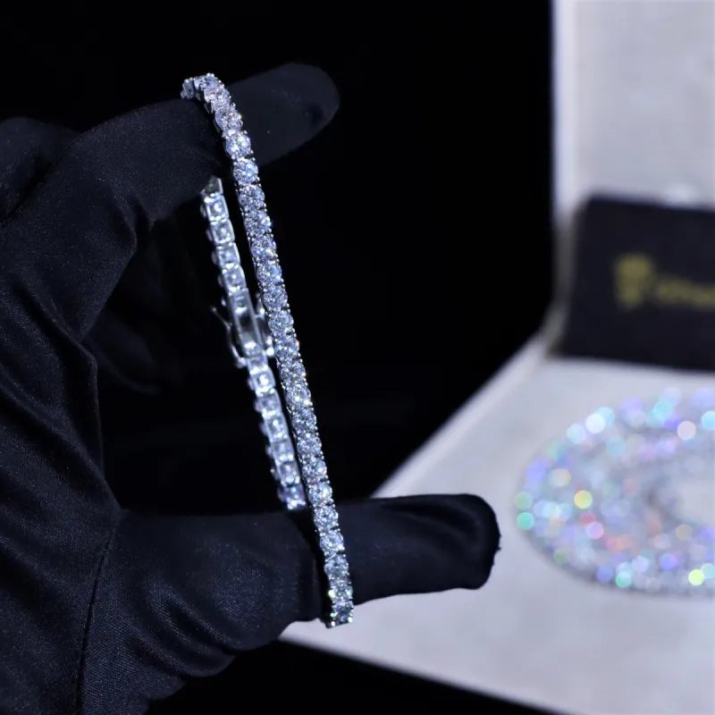 3mm White Gold Plated Round Cut Diamond Tennis Bracelet sold by Ghetluxe
