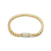 4mm S925 Franco Bracelet with Moissanite Clasp in White Gold sold by Ghetluxe