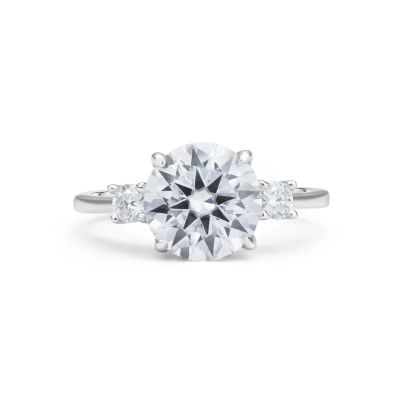 Celestia Three Stone Round Cut Moissanite Ring sold by Ghetluxe