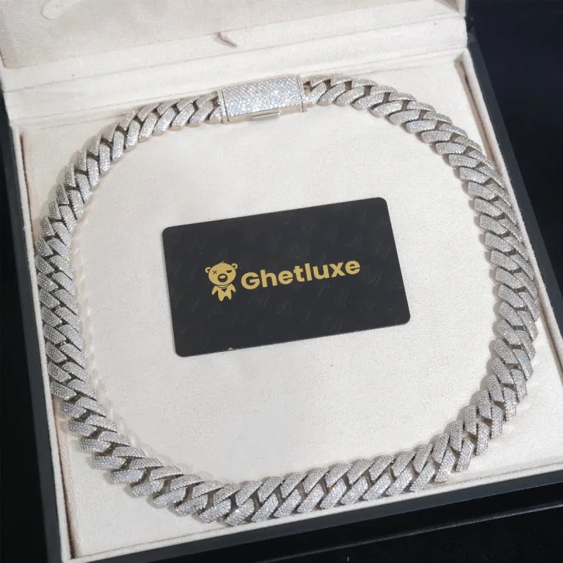 15mm 4-Row Diamond Cuban Link Chain Extended Clasp sold by Ghetluxe