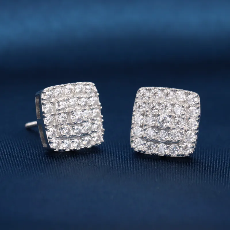 Moissanite Pave Cushion Stud Earrings sold by Ghetluxe