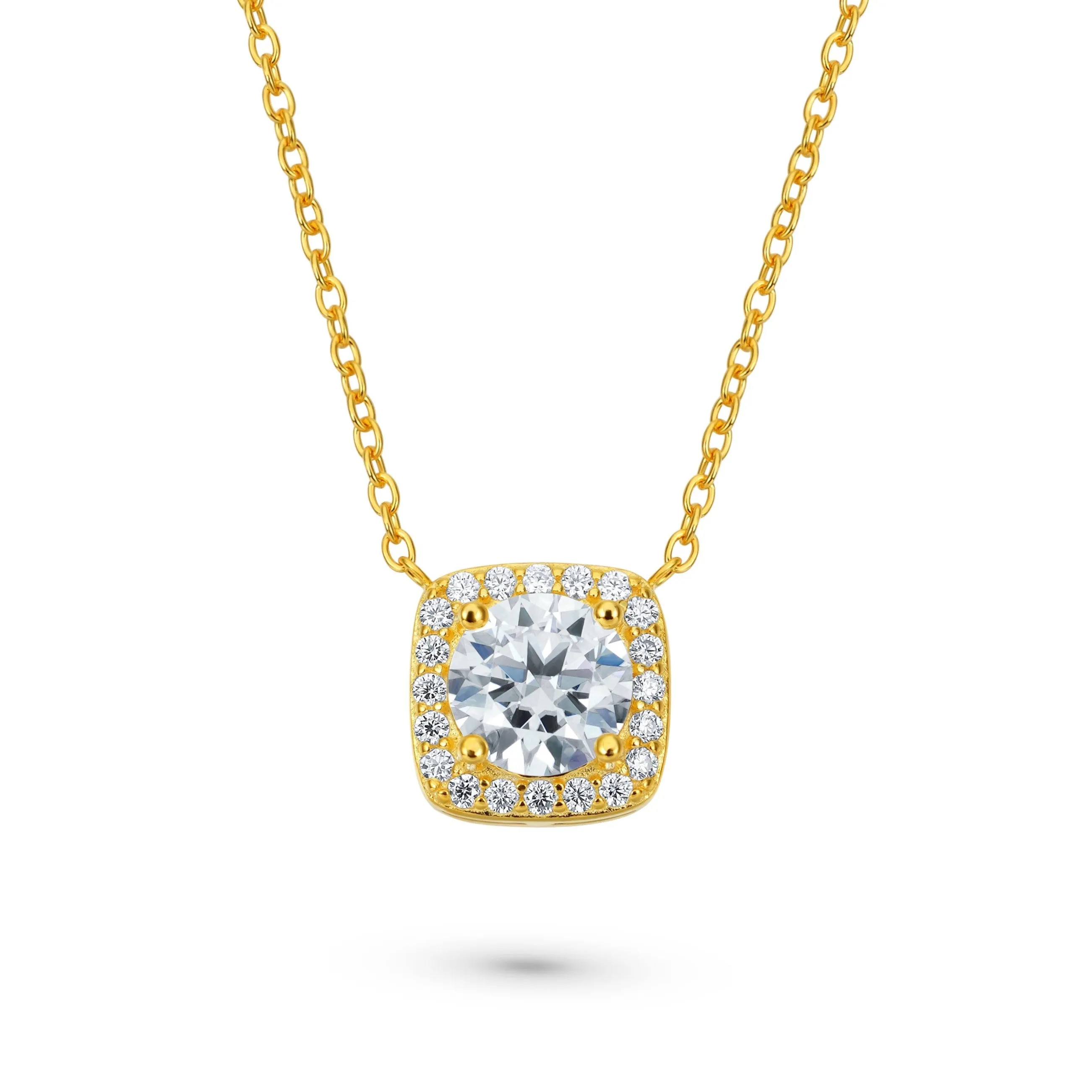 Cushion Halo 1 Carat Round Cut Diamond Necklace sold by Ghetluxe product image thumbnail 4