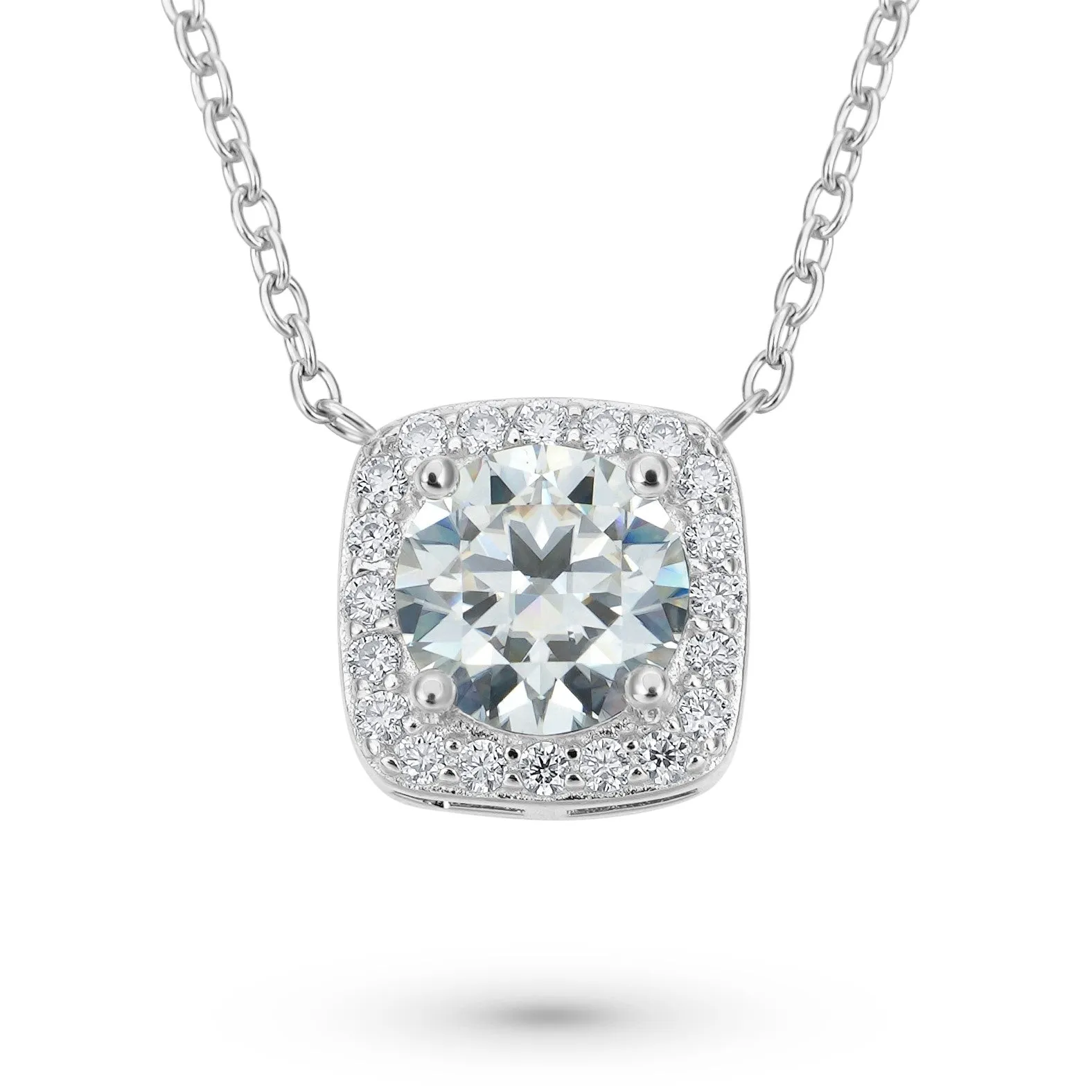 Cushion Halo 1 Carat Round Cut Diamond Necklace sold by Ghetluxe product image thumbnail 3