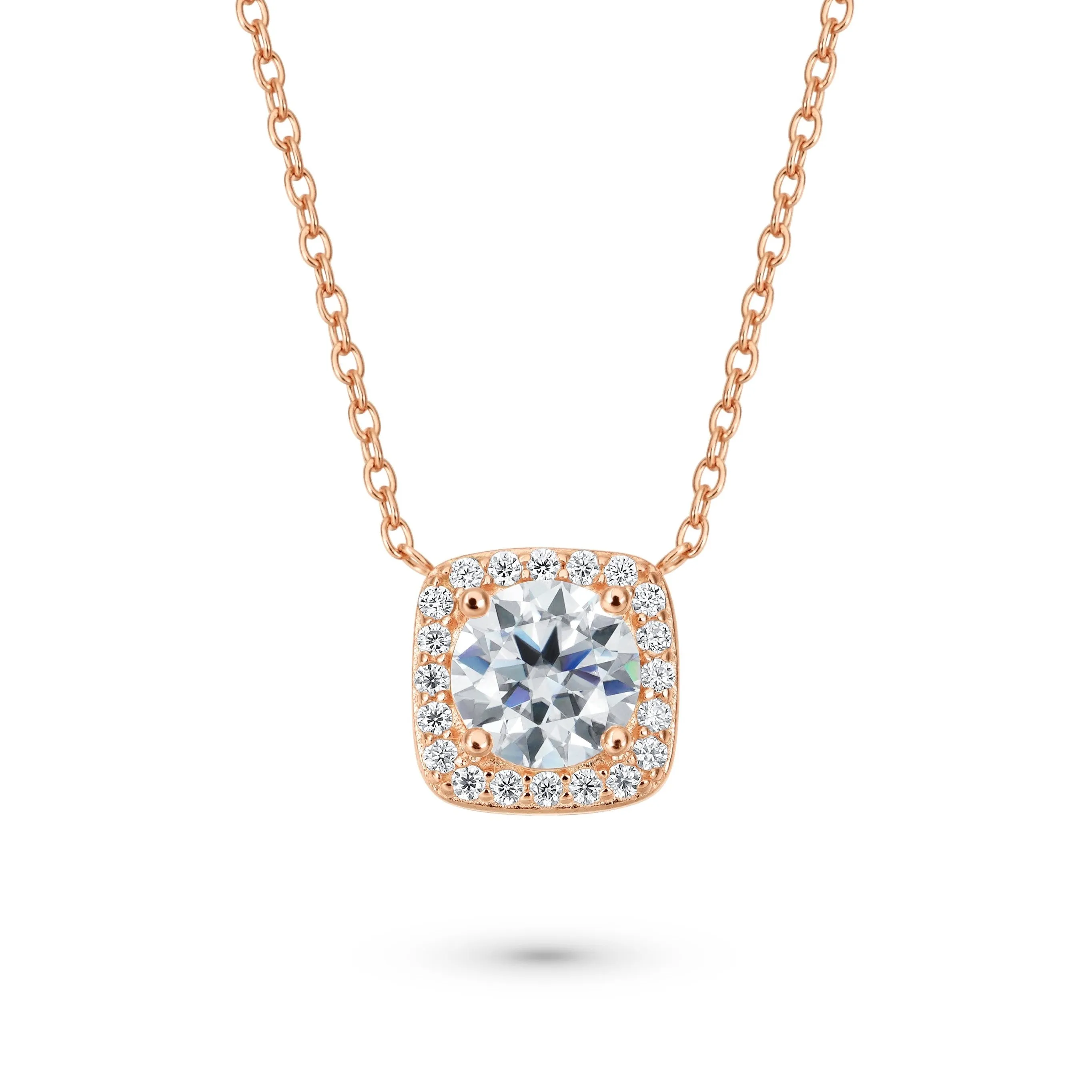 Cushion Halo 1 Carat Round Cut Diamond Necklace sold by Ghetluxe