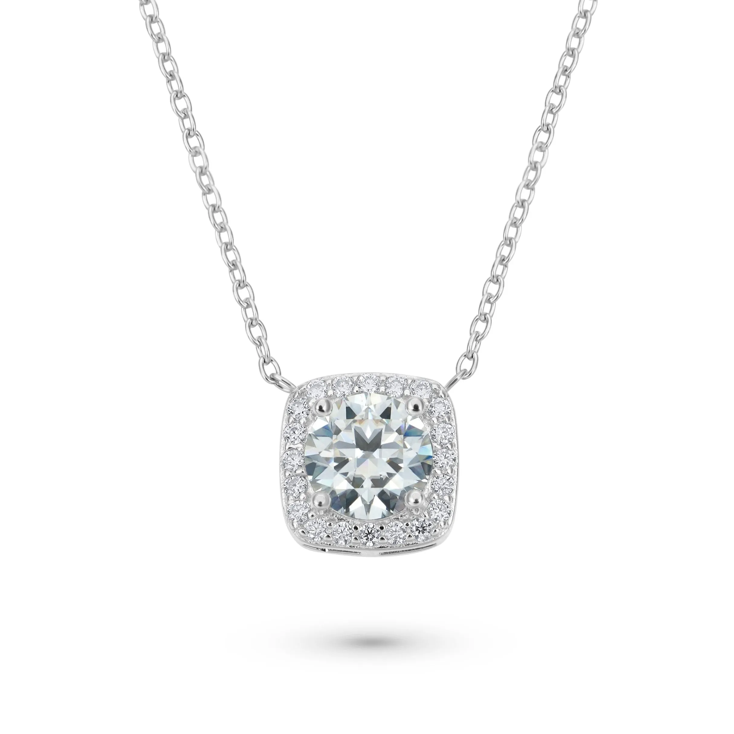 Cushion Halo 1 Carat Round Cut Diamond Necklace sold by Ghetluxe product image thumbnail 2