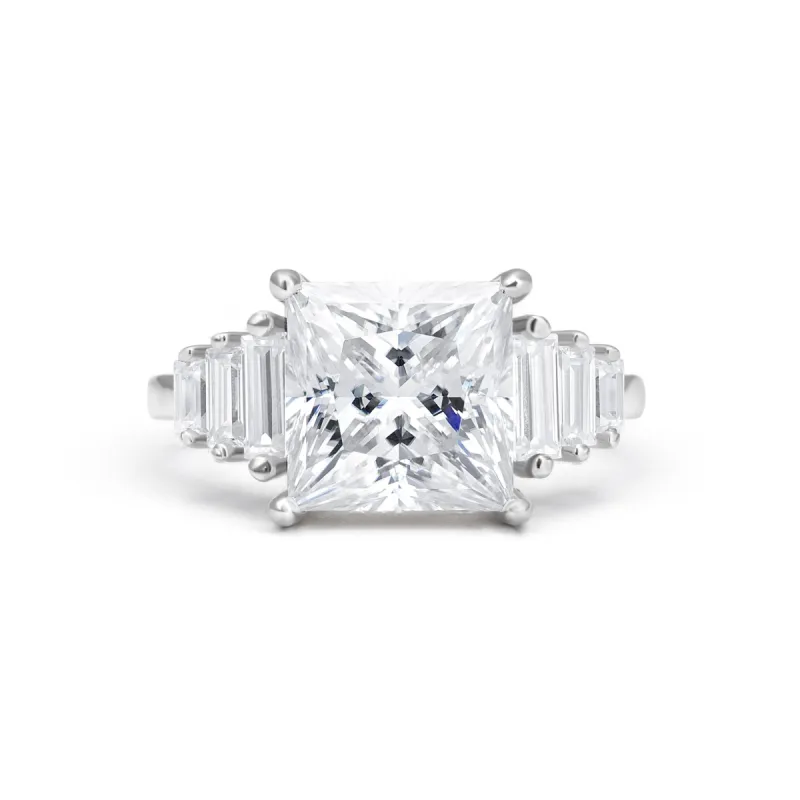 Tri-Baguette Princess Cut Moissanite Ring sold by Ghetluxe