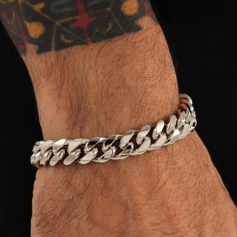 12mm Cuban Link Bracelet in White Gold sold by Ghetluxe