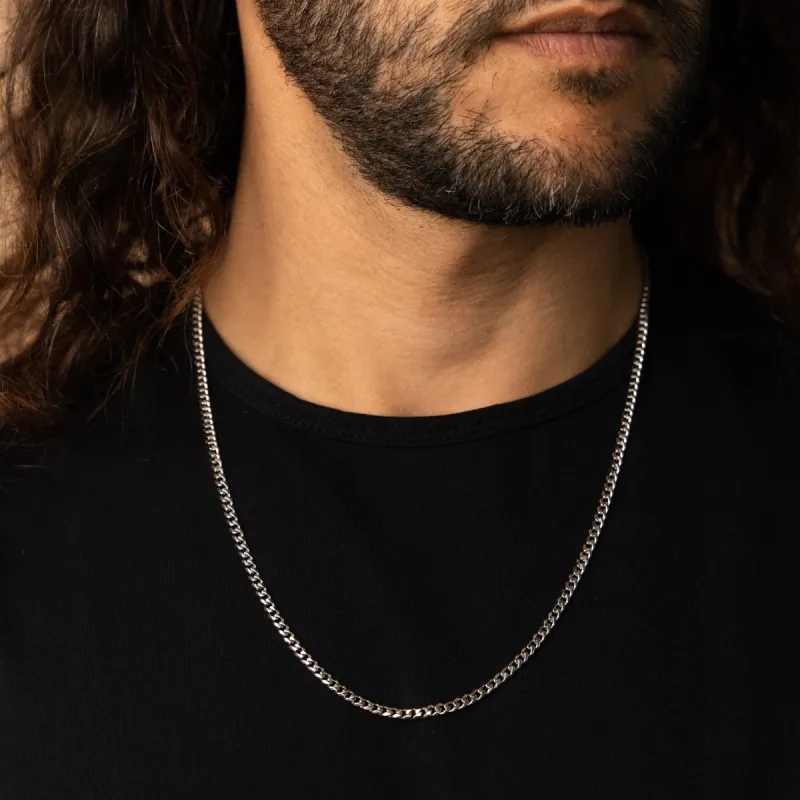 3mm Micro Cuban Link Chain in White Gold sold by Ghetluxe