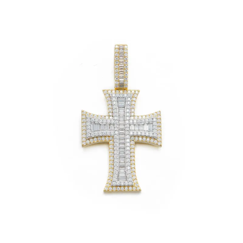 Layered Baguette Cross Pendant sold by Ghetluxe