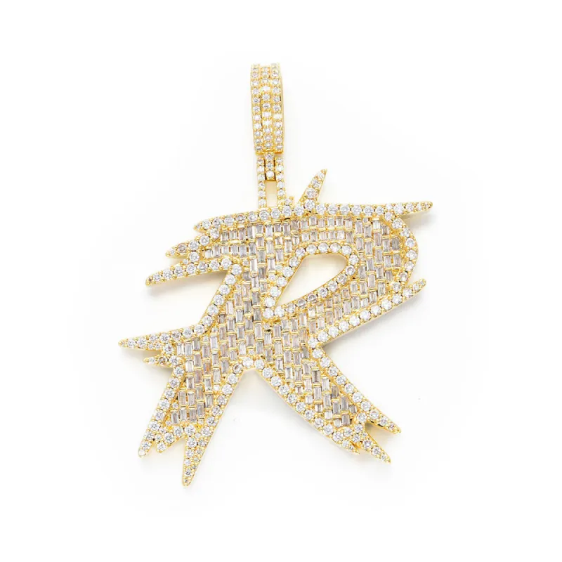 Baguette Trendy Initial Pendant made by Ghetluxe